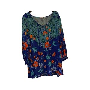 Susan Graver Floral Blouse Top 3x